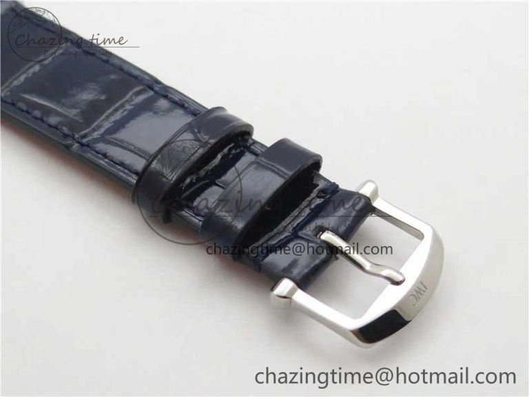 Portofino 37mm SS V7F 1:1 Best Edition Blue Dial Diamonds Bezel on Blue Leather Strap A2892