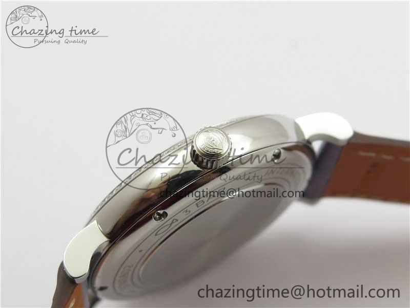 Portofino 37mm SS V7F 1:1 Best Edition Gray Dial Diamonds Bezel on Gray Leather Strap A2892