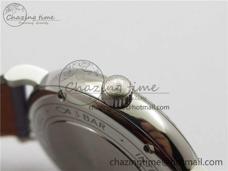 Portofino 37mm SS V7F 1:1 Best Edition Gray Dial Diamonds Bezel on Gray Leather Strap A2892