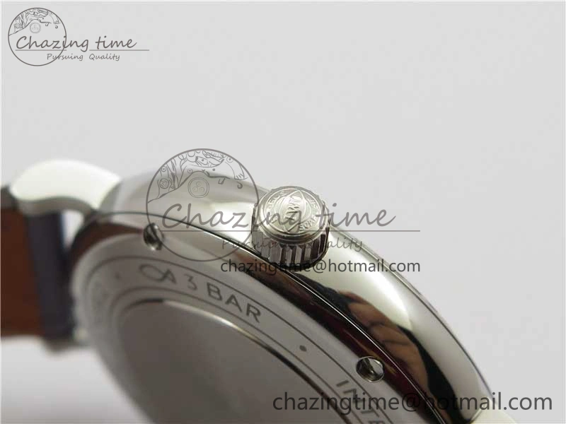 Portofino 37mm SS V7F 1:1 Best Edition Gray Dial Diamonds Bezel on Gray Leather Strap A2892