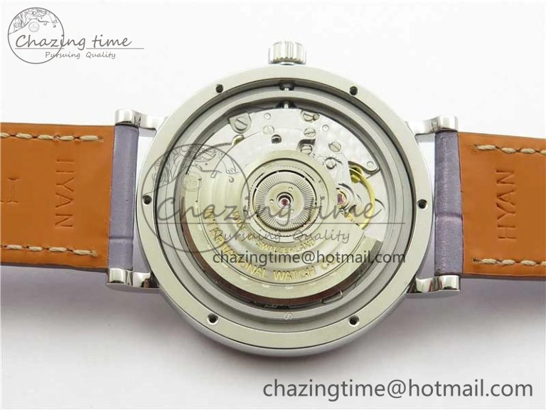 Portofino 37mm SS V7F 1:1 Best Edition Gray Dial Diamonds Bezel on Gray Leather Strap A2892