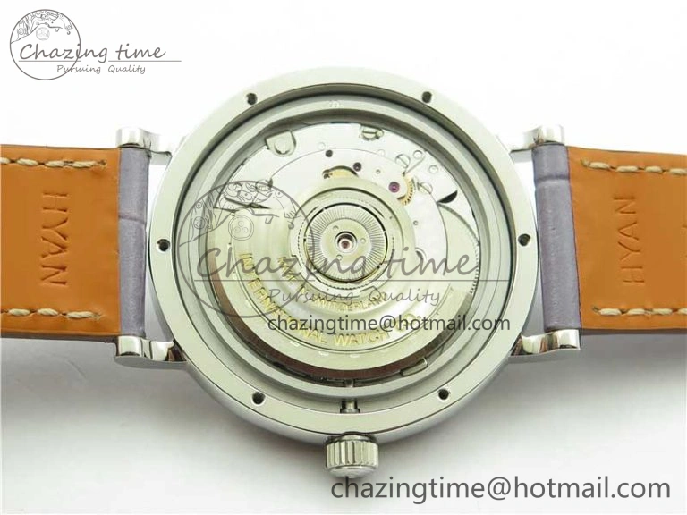 Portofino 37mm SS V7F 1:1 Best Edition Gray Dial Diamonds Bezel on Gray Leather Strap A2892