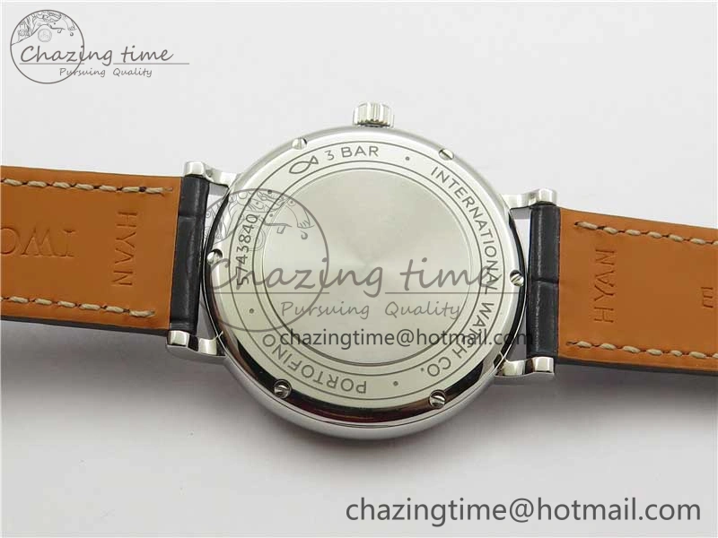 Portofino 37mm SS V7F 1:1 Best Edition Gray Dial on Black Leather Strap A2892