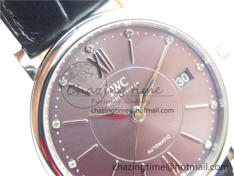 Portofino 37mm SS V7F 1:1 Best Edition Gray Dial on Black Leather Strap A2892