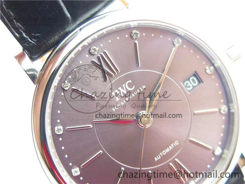 Portofino 37mm SS V7F 1:1 Best Edition Gray Dial on Black Leather Strap A2892