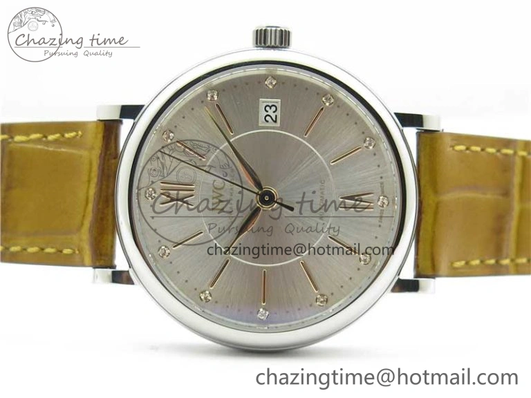 Portofino 37mm SS V7F 1:1 Best Edition White Dial on Light Brown Leather Strap A2892