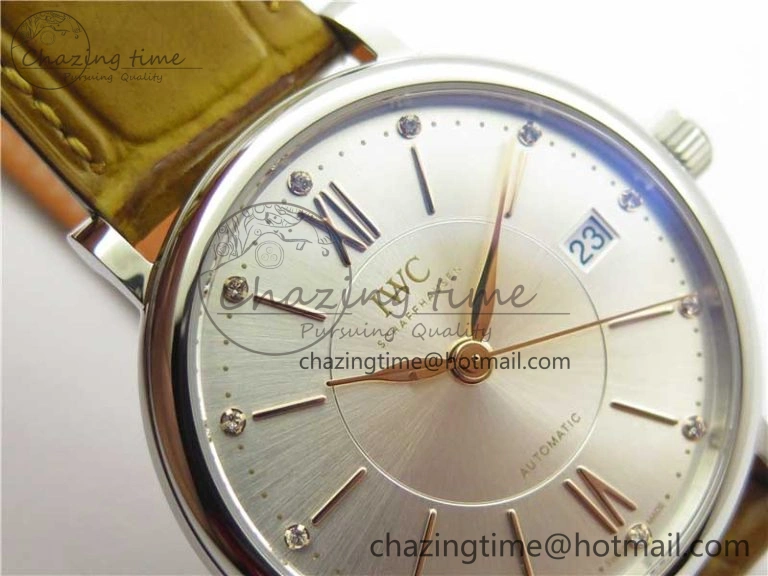 Portofino 37mm SS V7F 1:1 Best Edition White Dial on Light Brown Leather Strap A2892