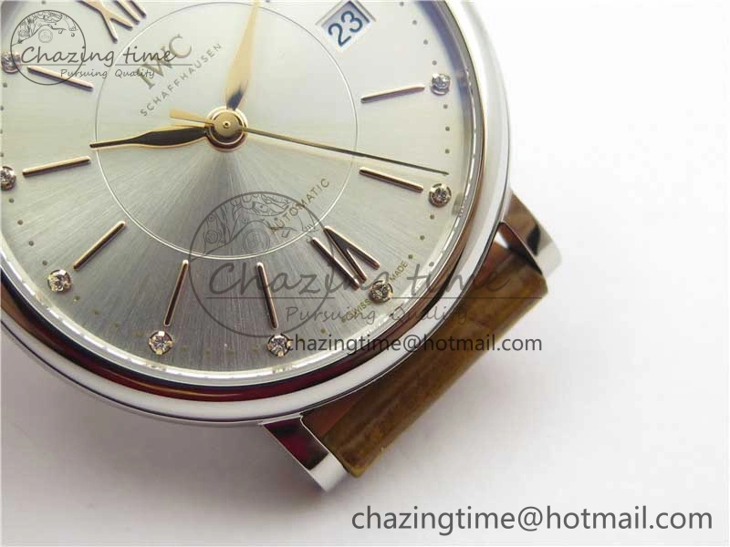 Portofino 37mm SS V7F 1:1 Best Edition White Dial on Light Brown Leather Strap A2892