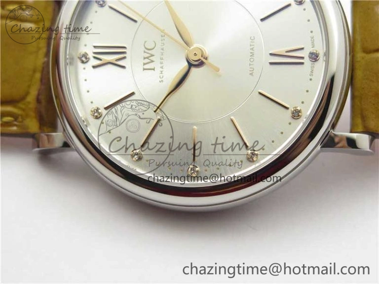 Portofino 37mm SS V7F 1:1 Best Edition White Dial on Light Brown Leather Strap A2892