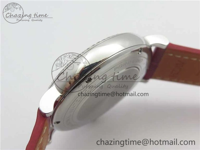 Portofino Automatic 37 SS M+F 1:1 Best Edition Silver Dial RG Markers on Red Crocodile Strap A35111