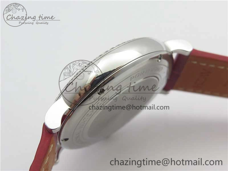 Portofino Automatic 37 SS M+F 1:1 Best Edition Silver Dial RG Markers on Red Crocodile Strap A35111