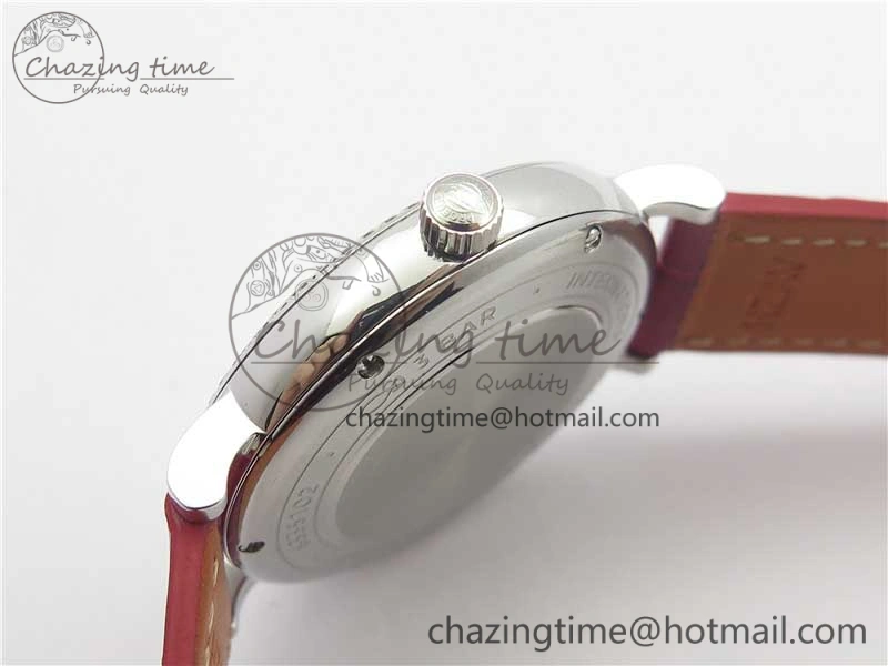 Portofino Automatic 37 SS M+F 1:1 Best Edition Silver Dial RG Markers on Red Crocodile Strap A35111
