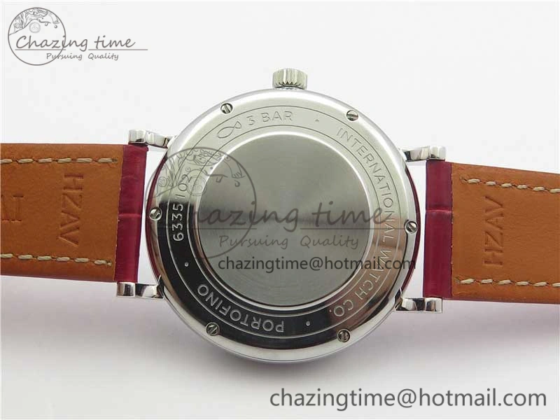 Portofino Automatic 37 SS M+F 1:1 Best Edition Silver Dial RG Markers on Red Crocodile Strap A35111