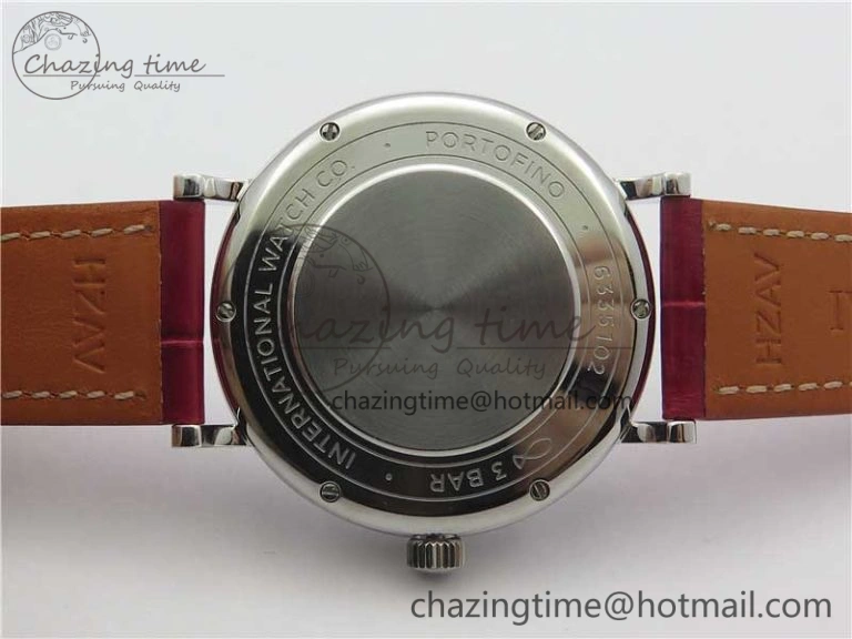 Portofino Automatic 37 SS M+F 1:1 Best Edition Silver Dial RG Markers on Red Crocodile Strap A35111