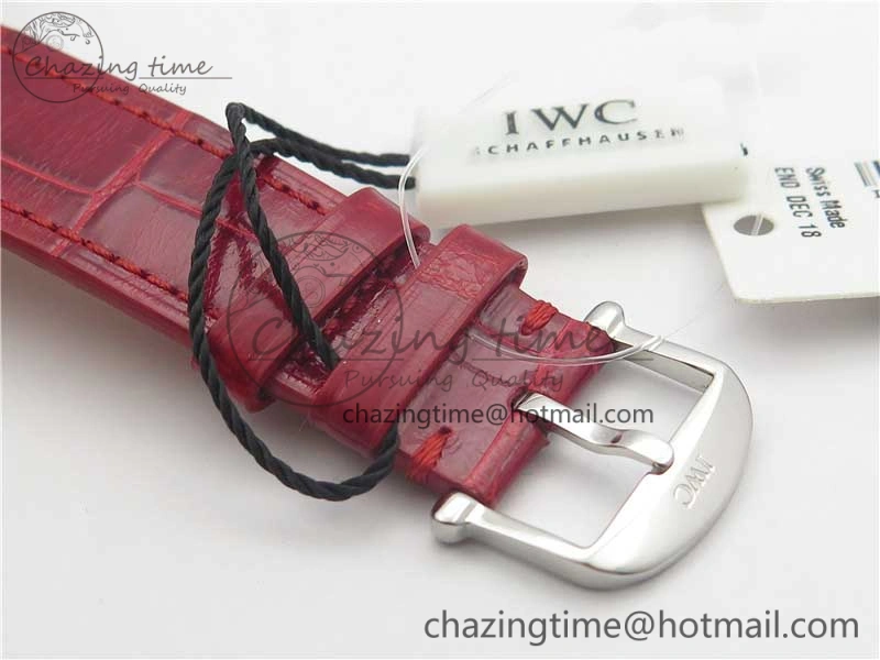 Portofino Automatic 37 SS M+F 1:1 Best Edition Silver Dial RG Markers on Red Crocodile Strap A35111