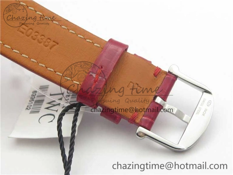 Portofino Automatic 37 SS M+F 1:1 Best Edition Silver Dial RG Markers on Red Crocodile Strap A35111