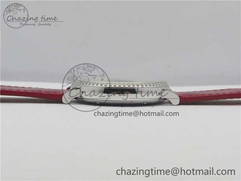 Portofino Automatic 37 SS M+F 1:1 Best Edition Silver Dial RG Markers on Red Crocodile Strap A35111