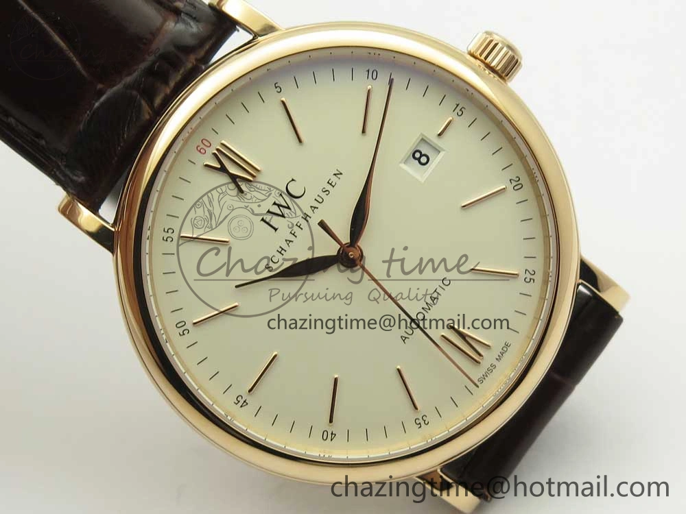 Portofino Automatic RG FKF 1:1 Best Edition White Dial on Brown Leather Strap A2892