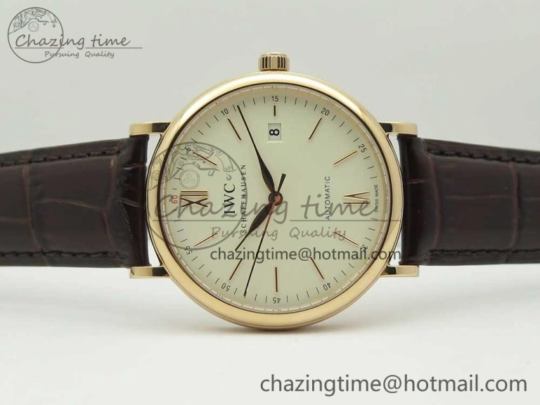 Portofino Automatic RG FKF 1:1 Best Edition White Dial on Brown Leather Strap A2892
