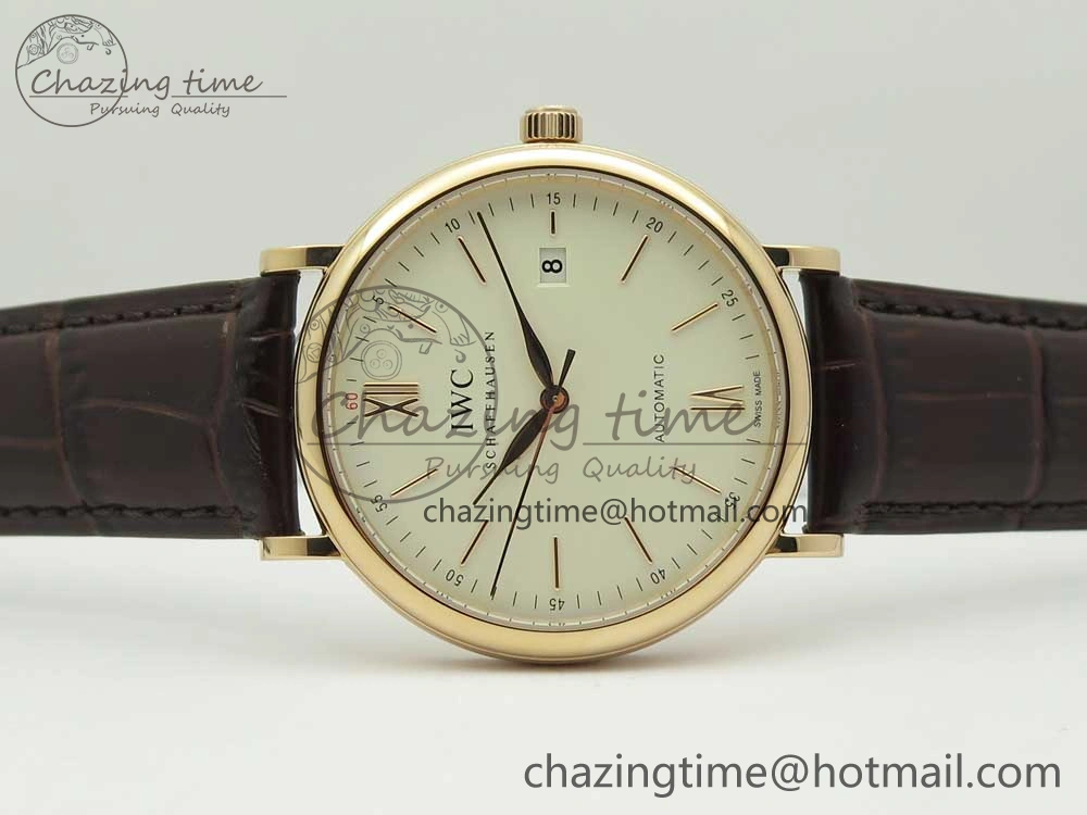 Portofino Automatic RG FKF 1:1 Best Edition White Dial on Brown Leather Strap A2892