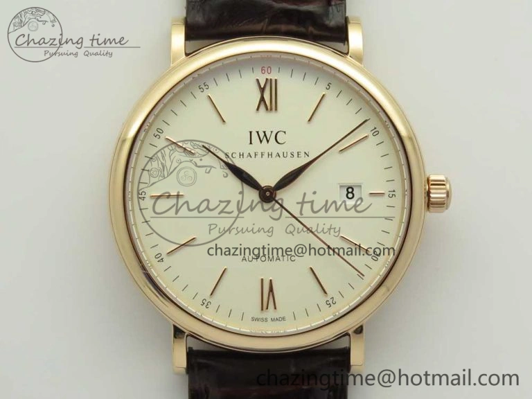 Portofino Automatic RG FKF 1:1 Best Edition White Dial on Brown Leather Strap A2892