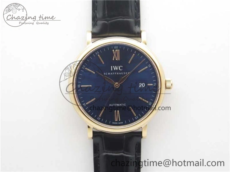 Portofino Automatic RG IW356522 FKF 1:1 Best Edition Blue Dial on Black Croco Strap A2892