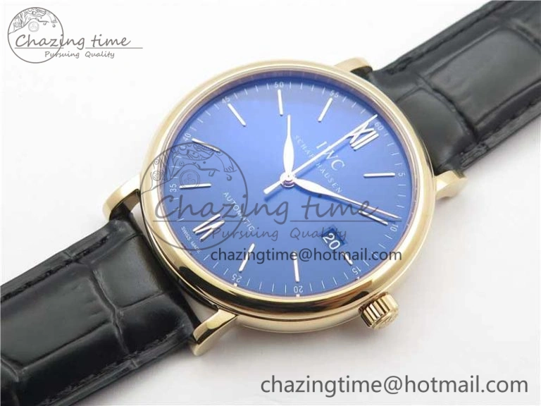Portofino Automatic RG IW356522 FKF 1:1 Best Edition Blue Dial on Black Croco Strap A2892