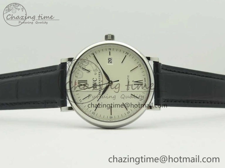 Portofino Automatic SS AF 1:1 Best Edition White Dial on Black Croco Leather Strap A2892