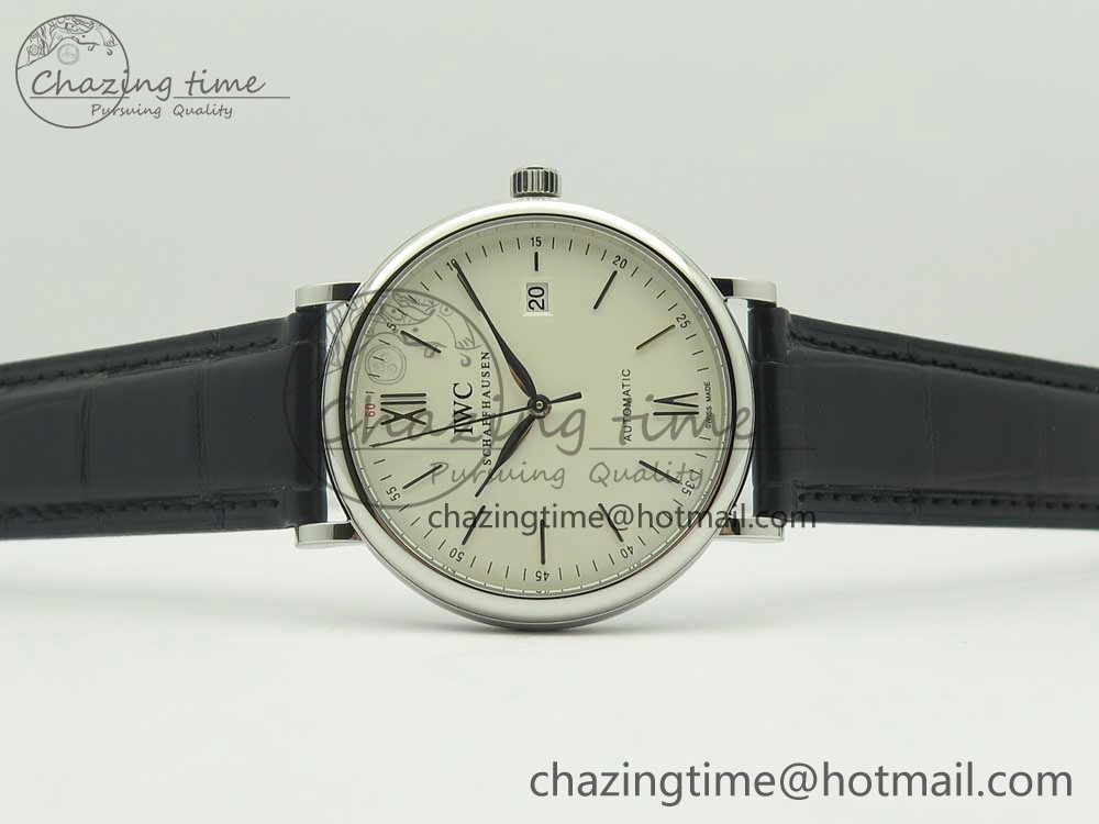 Portofino Automatic SS AF 1:1 Best Edition White Dial on Black Croco Leather Strap A2892