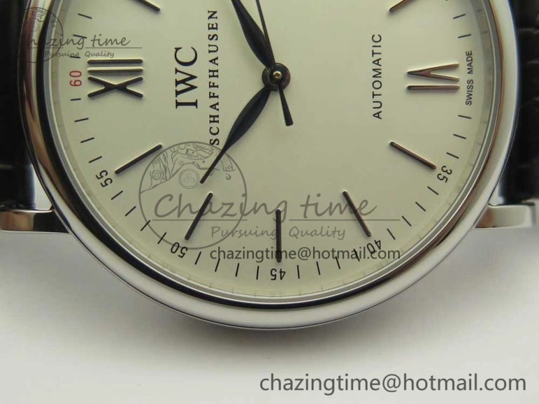 Portofino Automatic SS AF 1:1 Best Edition White Dial on Black Croco Leather Strap A2892