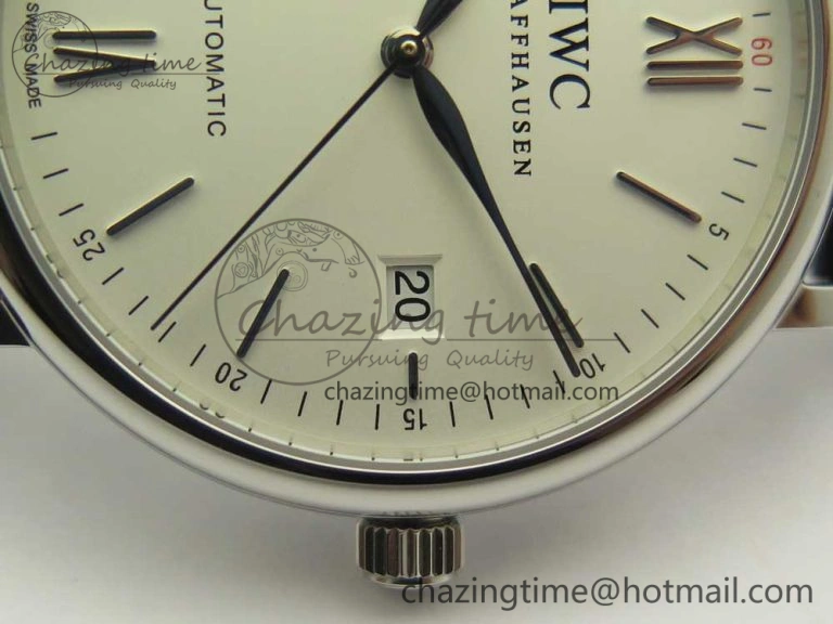 Portofino Automatic SS AF 1:1 Best Edition White Dial on Black Croco Leather Strap A2892