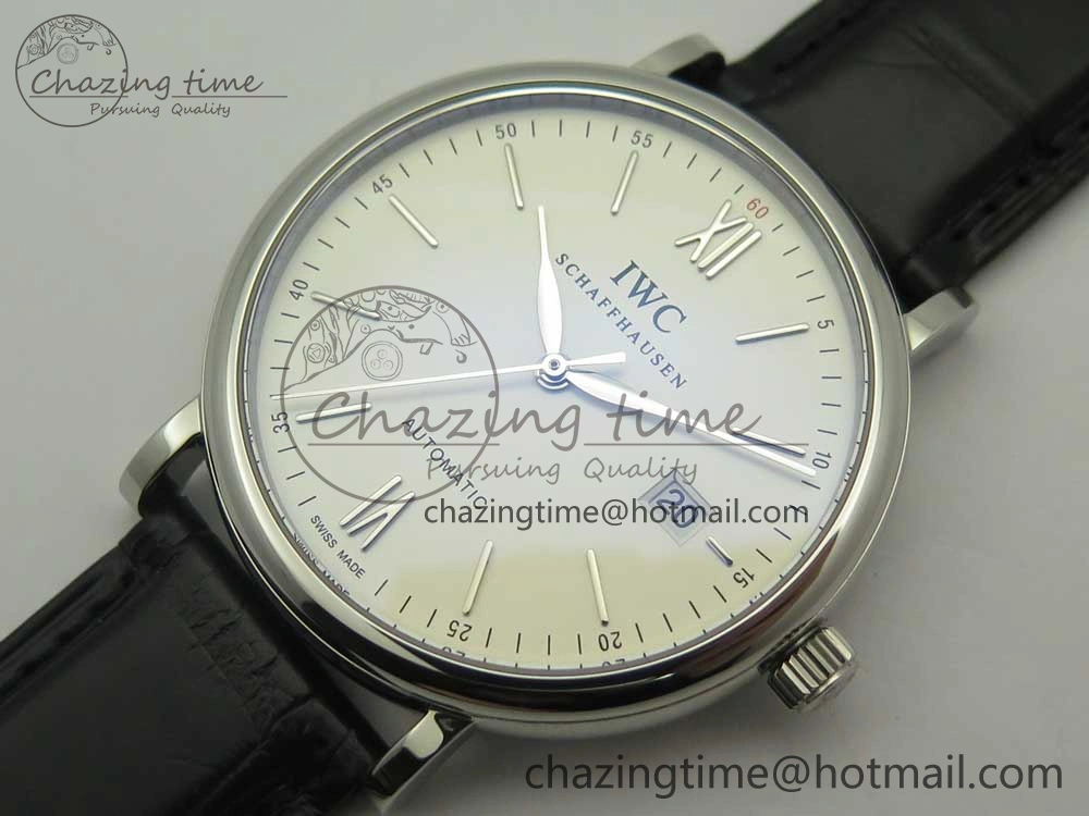 Portofino Automatic SS AF 1:1 Best Edition White Dial on Black Croco Leather Strap A2892