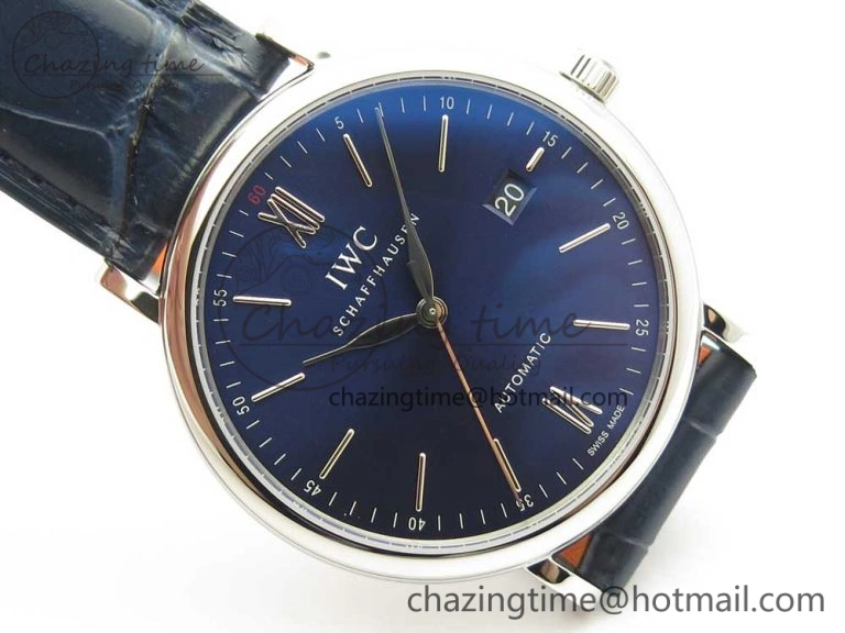 Portofino Automatic SS FKF 1:1 Best Edition Blue Dial on Blue Leather Strap A2892