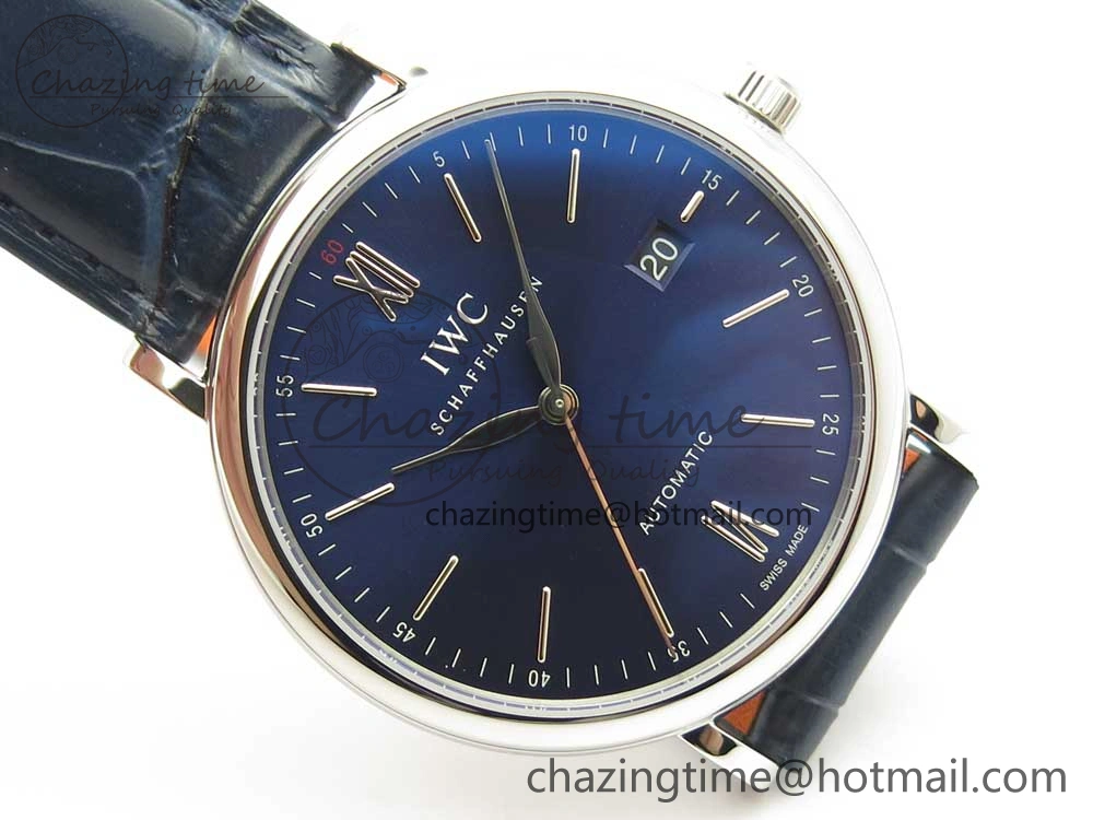 Portofino Automatic SS FKF 1:1 Best Edition Blue Dial on Blue Leather Strap A2892