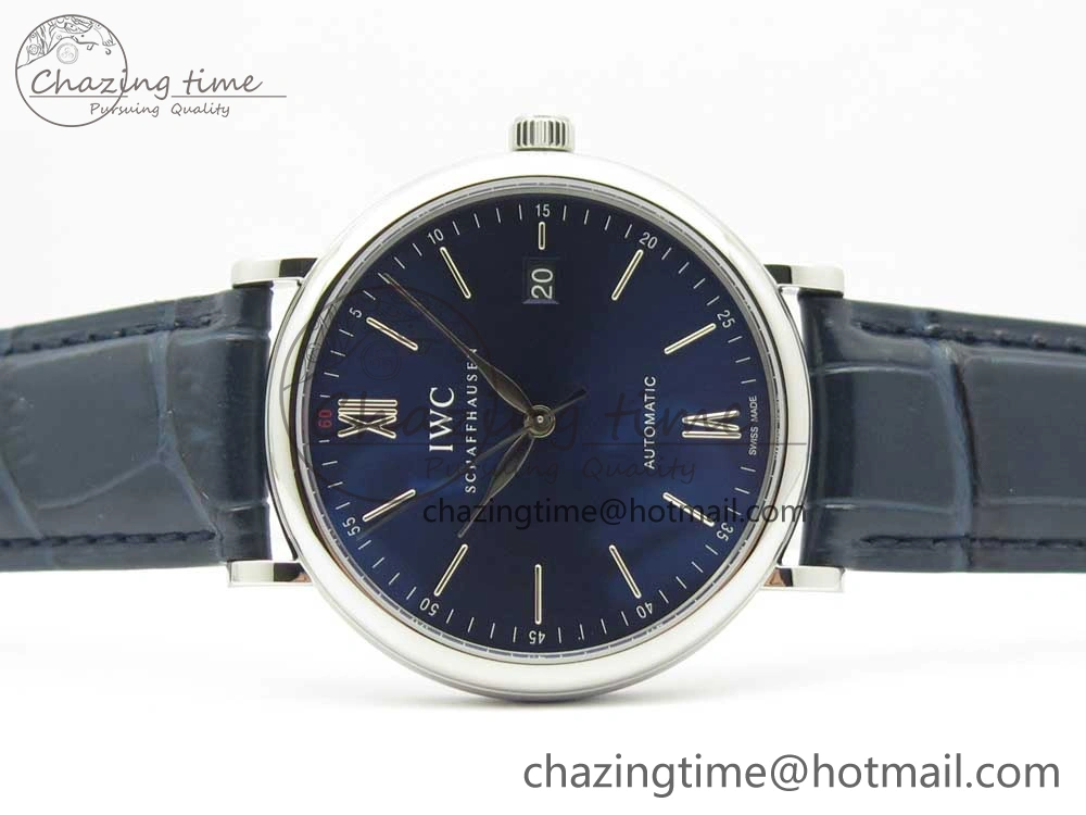 Portofino Automatic SS FKF 1:1 Best Edition Blue Dial on Blue Leather Strap A2892