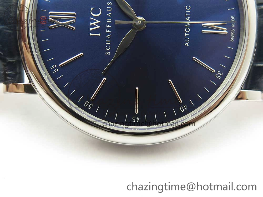 Portofino Automatic SS FKF 1:1 Best Edition Blue Dial on Blue Leather Strap A2892