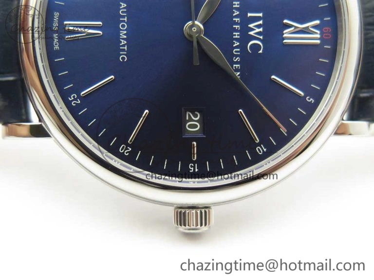 Portofino Automatic SS FKF 1:1 Best Edition Blue Dial on Blue Leather Strap A2892