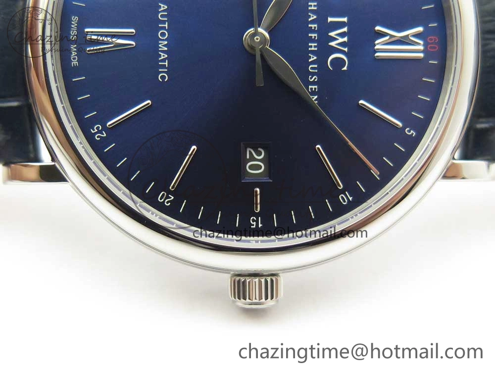 Portofino Automatic SS FKF 1:1 Best Edition Blue Dial on Blue Leather Strap A2892