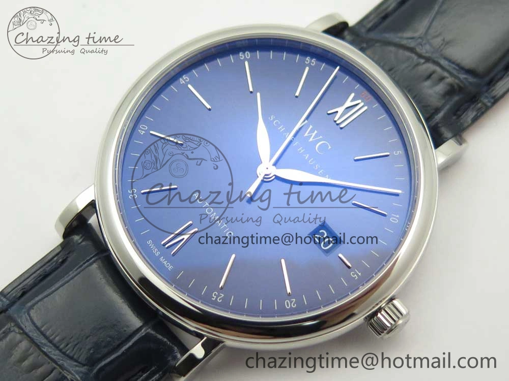 Portofino Automatic SS FKF 1:1 Best Edition Blue Dial on Blue Leather Strap A2892