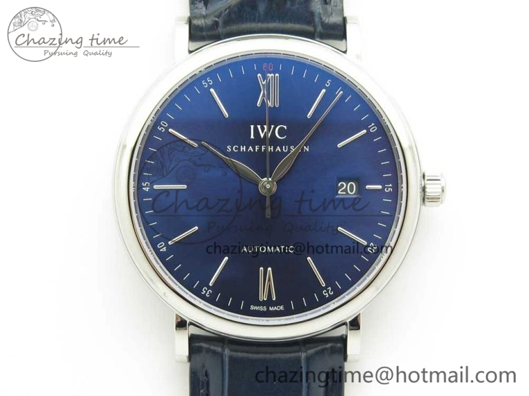 Portofino Automatic SS FKF 1:1 Best Edition Blue Dial on Blue Leather Strap A2892