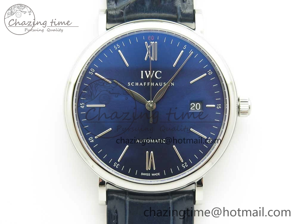 Portofino Automatic SS FKF 1:1 Best Edition Blue Dial on Blue Leather Strap A2892