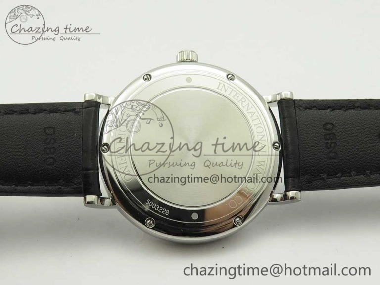 Portofino Automatic SS FKF 1:1 Best Edition White Dial RG Markers on Black Leather Strap A2892