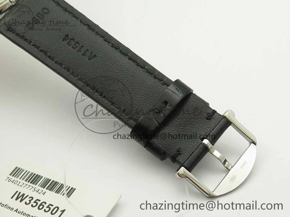 Portofino Automatic SS FKF 1:1 Best Edition White Dial RG Markers on Black Leather Strap A2892