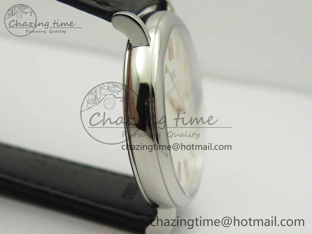 Portofino Automatic SS FKF 1:1 Best Edition White Dial RG Markers on Black Leather Strap A2892