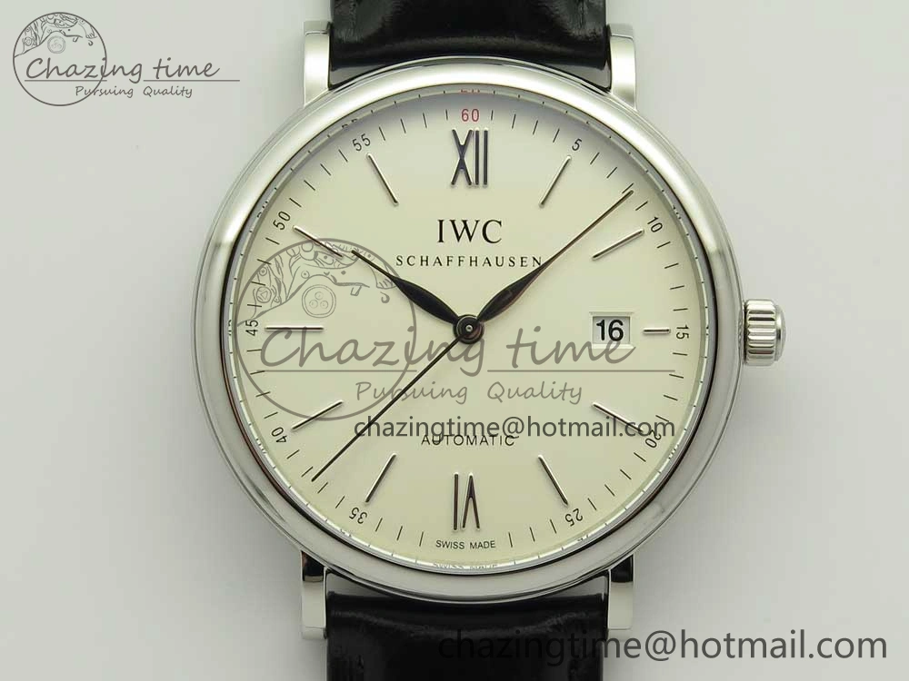 Portofino Automatic SS FKF 1:1 Best Edition White Dial SS Markers on Black Leather Strap A2892