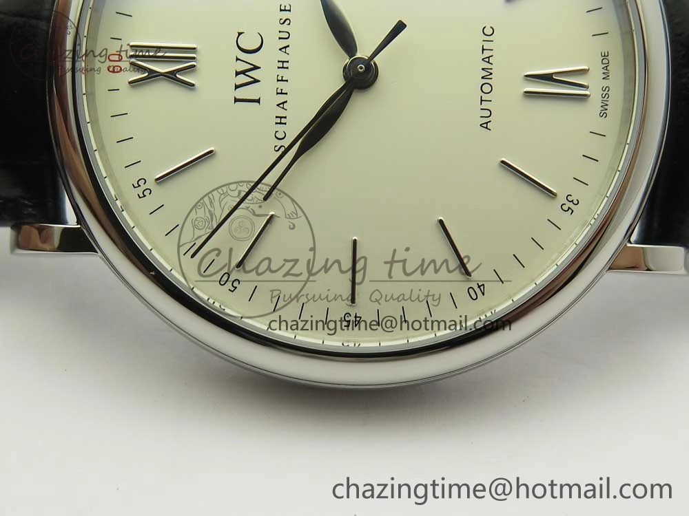 Portofino Automatic SS FKF 1:1 Best Edition White Dial SS Markers on Black Leather Strap A2892