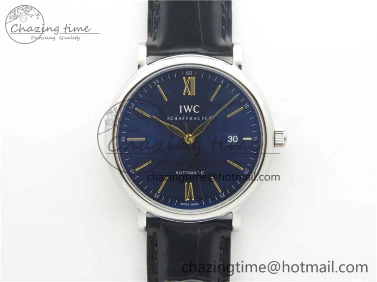 Portofino Automatic SS IW356523 FKF 1:1 Best Edition Blue Dial on Black Croco Strap A2892