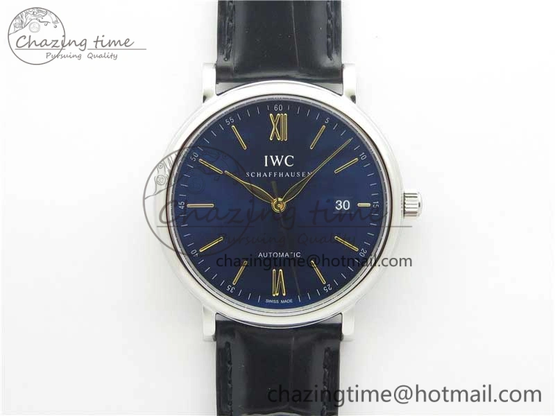 Portofino Automatic SS IW356523 FKF 1:1 Best Edition Blue Dial on Black Croco Strap A2892