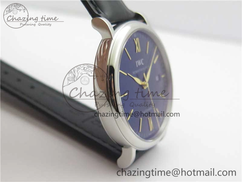 Portofino Automatic SS IW356523 FKF 1:1 Best Edition Blue Dial on Black Croco Strap A2892