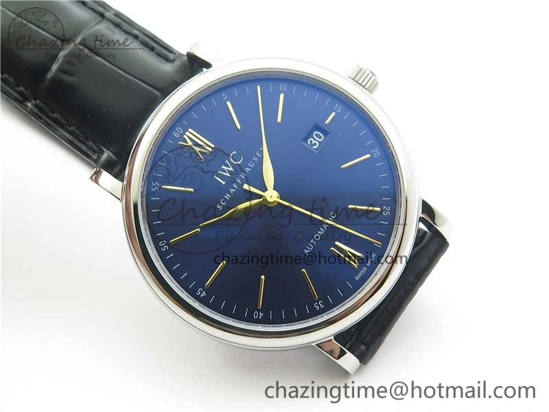 Portofino Automatic SS IW356523 FKF 1:1 Best Edition Blue Dial on Black Croco Strap A2892